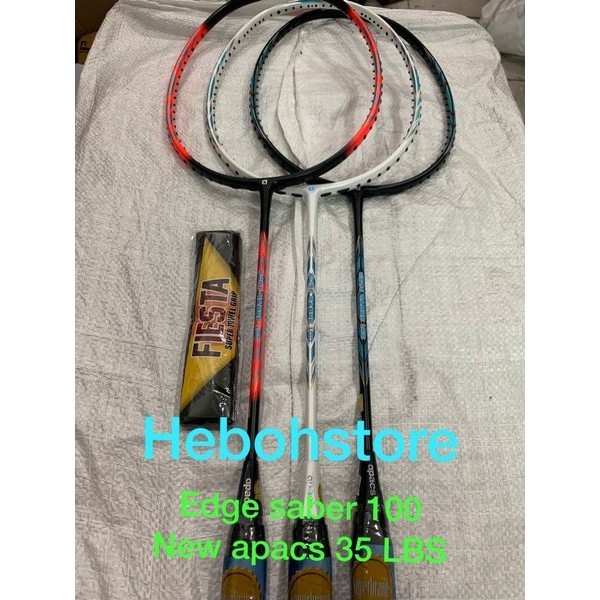 Raket Badminton APACS NEW EDGE SABER 100 Grip 4u G1 kuat 35 LBS ORI