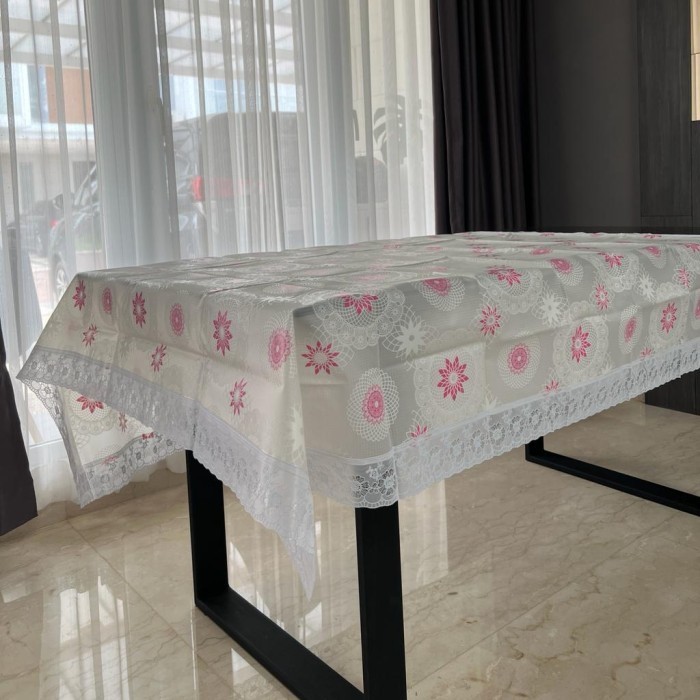 Alas Taplak Meja Makan Renda Pvc Anti Air