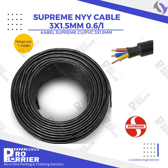 Kabel NYY SUPREME 3 x 1.5mm (Kabel Listrik Tembaga Tunggal) - Meteran
