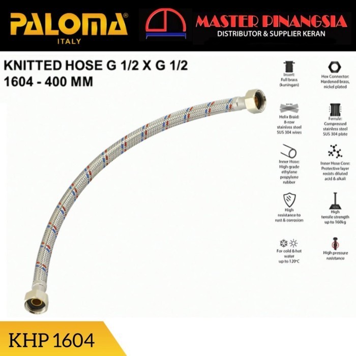 Produk Terbaru Paloma Khp 1604 Selang Hose Flexible Anyam 40Cm Kran Wastafel Closet