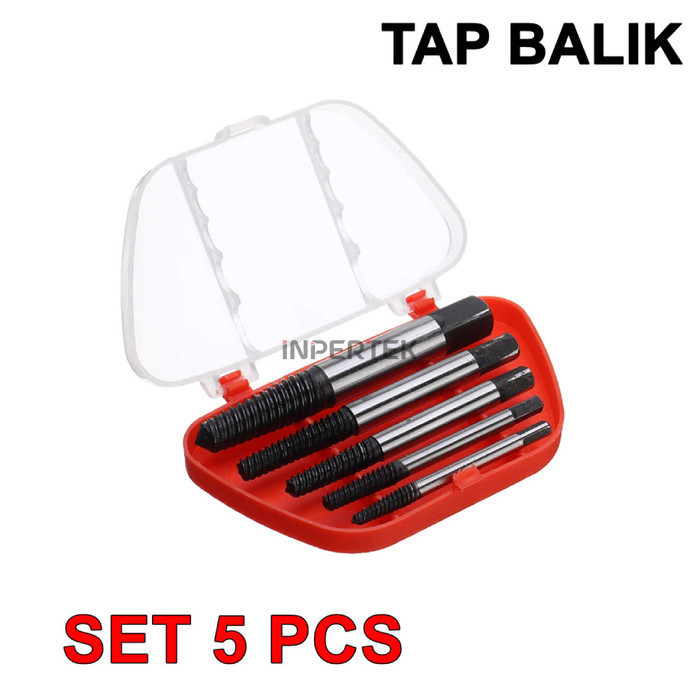 Produk Terbaru Tap Balik Set Screw Extractor Alat Pembuka Baut Rusak Patah Keran Air