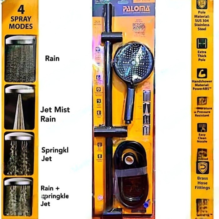 Produk Terbaru Paloma Ssp 1107B Shower Set Tiang Hand Shower Mandi Head Shower Black