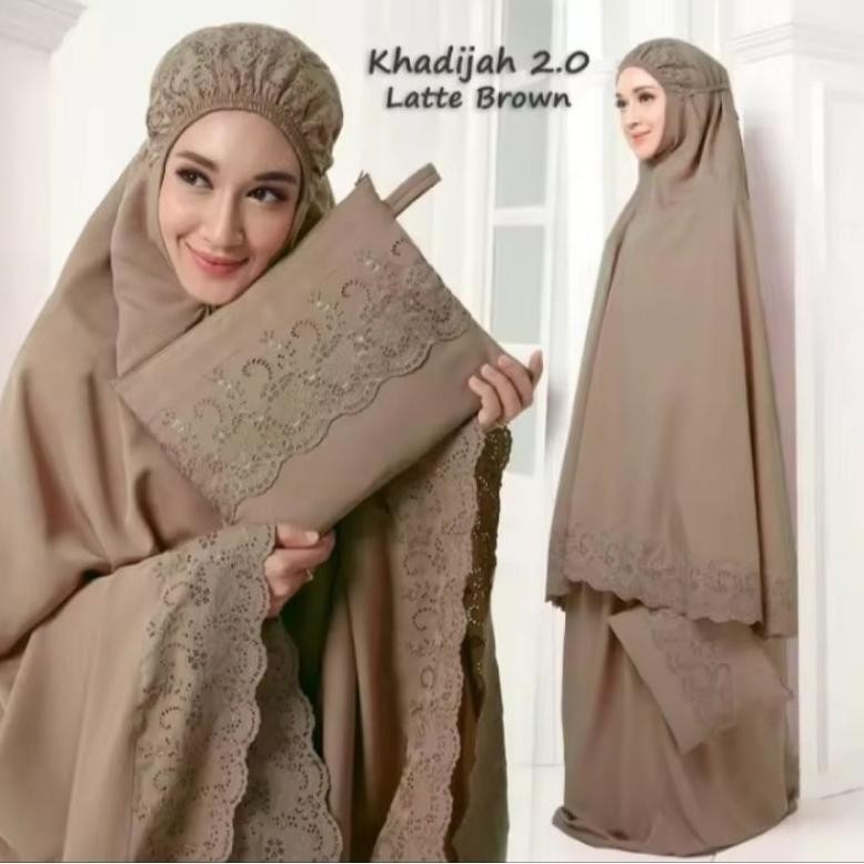 Baru Mukenah Dewasa Siti Khadijah Jumbo Full Bordir // Mukenah Jumbo Bahan Katun Mikro Free Tas Orig