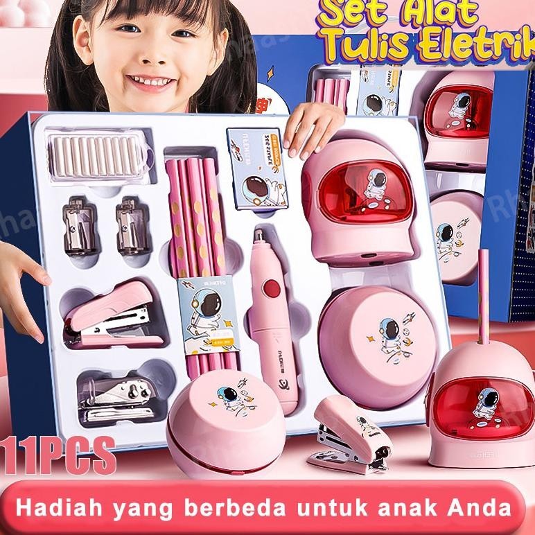 

KOE-1116 Rhaast Electric Stationery Set / Set Alat Tulis Elektronik Rautan Penghapus Vacuum Pencil 11 In 1/Set Alat Tulis Elektronik Belajar Anak Perempuan Kado Premium
