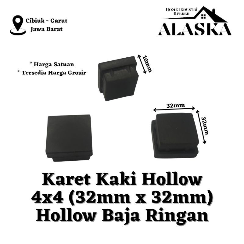 Alas Kaki Karet Hollow 32x32 Padat ( 4x4 Hollow Baja Ringan ) Model Insert Tutup Kaki Meja Kursi Rak