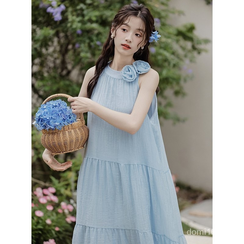 Pure desire super fairy three-dimensional flower dress female temperament first love long skirt