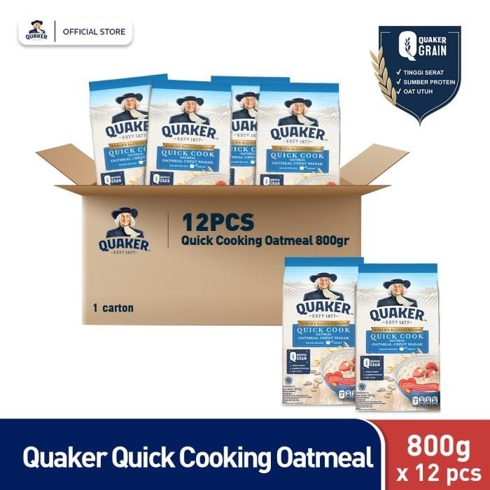 

BISA COD - QUAKER QUICK COOKING OATMEAL 800G X 12PCS