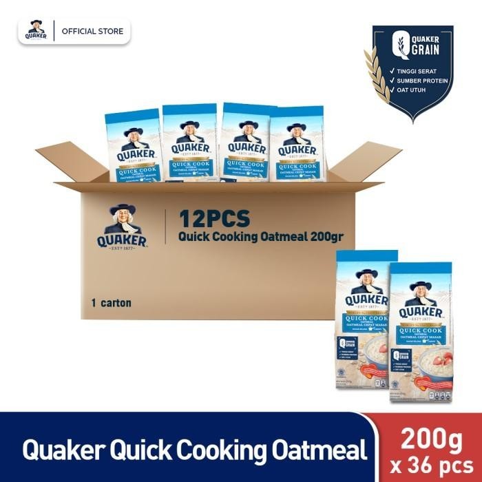 

BISA COD - QUAKER QUICK COOKING OATMEAL 200G X 36PCS