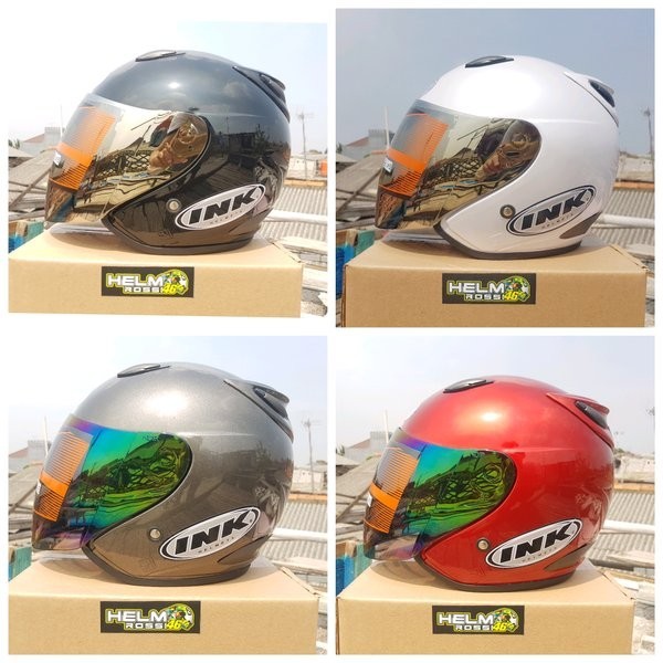 Helm INK CENTRO VISOR IRIDIUM SILVER HITAM PELANGI