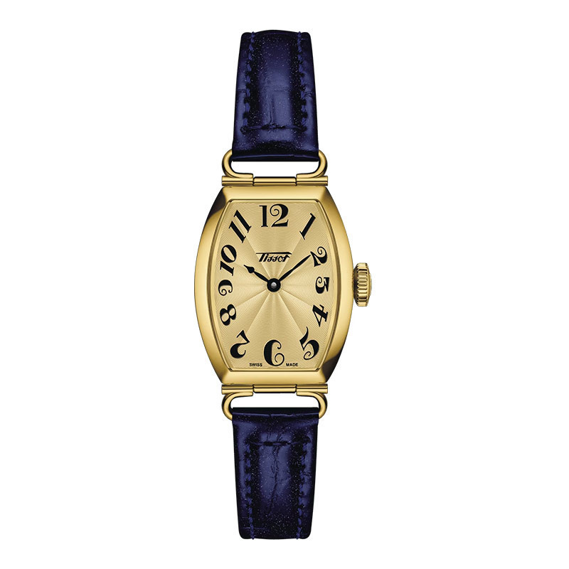 Jam Tangan Wanita Tissot Heritage T128.109.36.022.00 Porto Small Lady Champagne Dial Blue Leather St