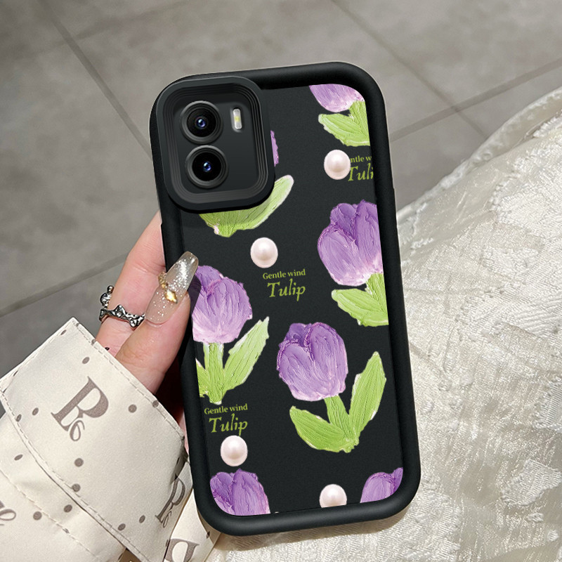 Casing Hp VIVO Y15S Y15A Y01 Case Casing ponsel pola Ungu, merah muda, tulip dua warna dengan HP ant