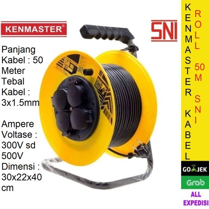 Kenmaster kabel roll 50m SNI / Kabel roll 50 meter 3x1.5mm 10A