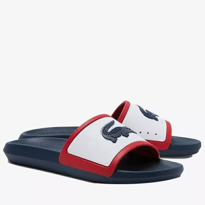 Sandal Pria Lacoste Croco Rubber Tricolor Slides
