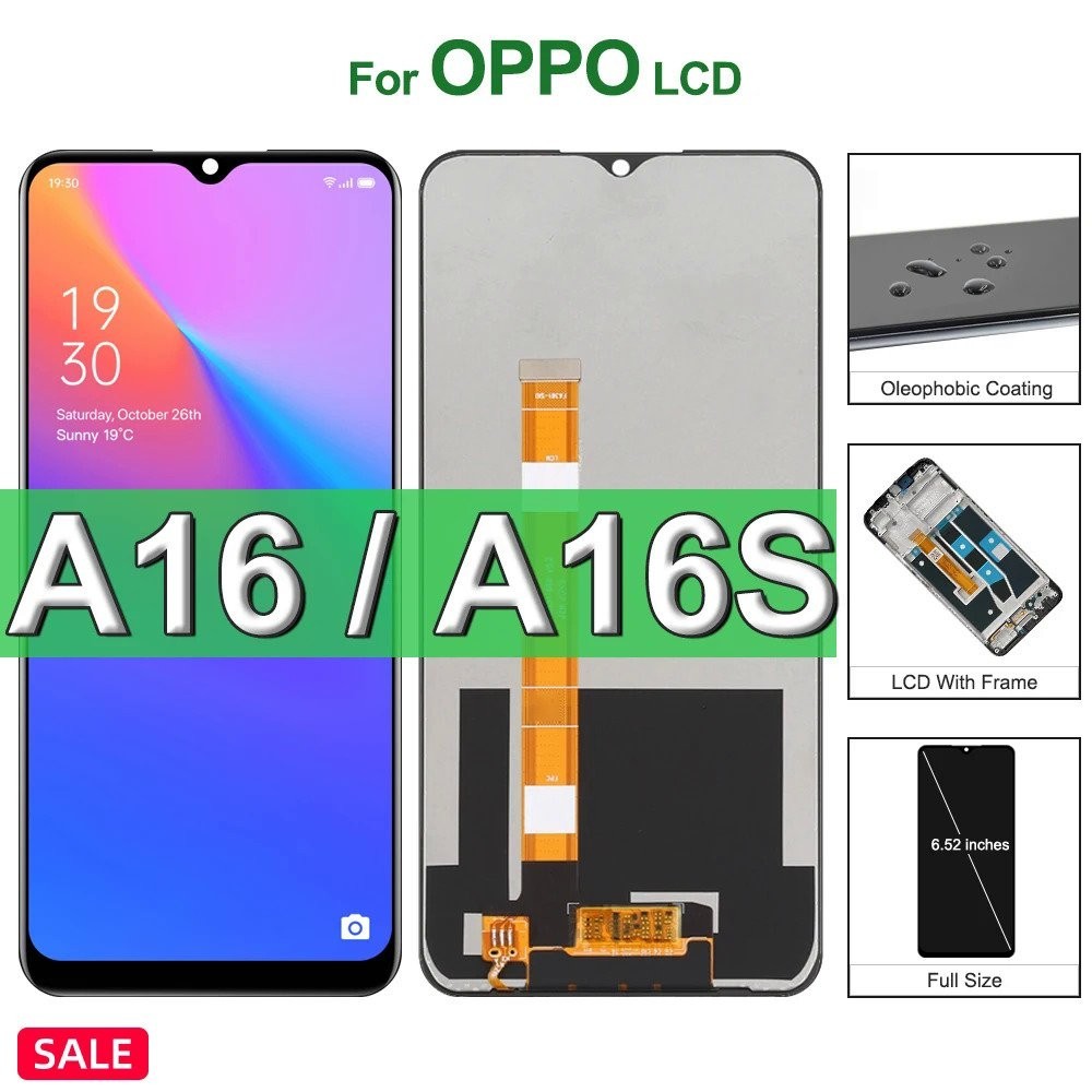 6.52" Original For Oppo A16 A16S LCD Display Touch Screen,For CPH2269 CPH2271 Display Replacement wi