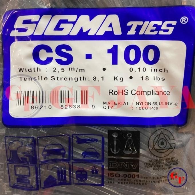 

Kabel Ties / Tis Sigma Cs 100 / 10Cm / 10 Cm Hitam / Putih Cs100 1000