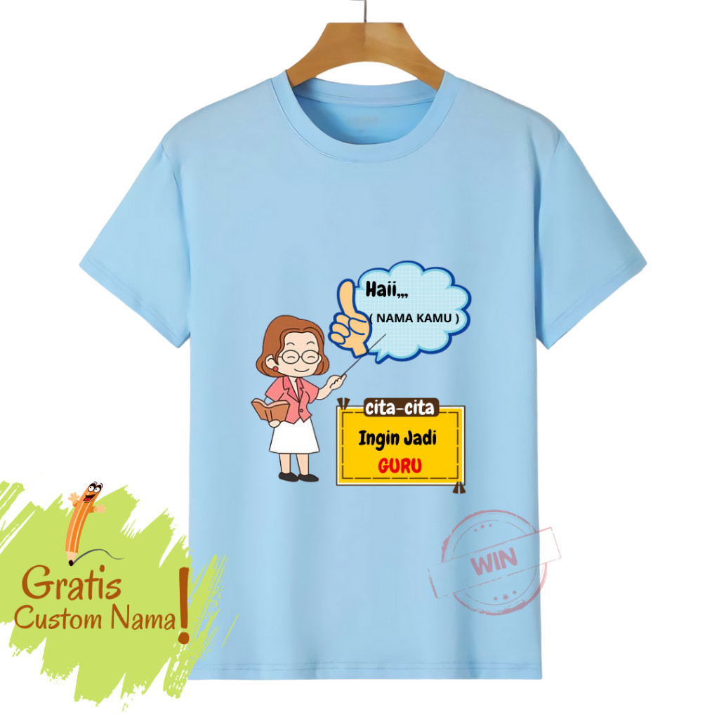 Baju Kaos Anak Cita Cita / Kaos Anak Perempuan Cita cita Guru / Free Nama
