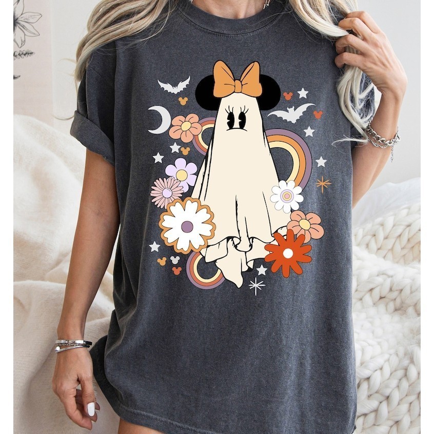 Retro Ghost Shirt Halloween Shirt Retro Floral Ghost Tee Cute Ghost Shirt Floral Ghost Shirt Hallowe