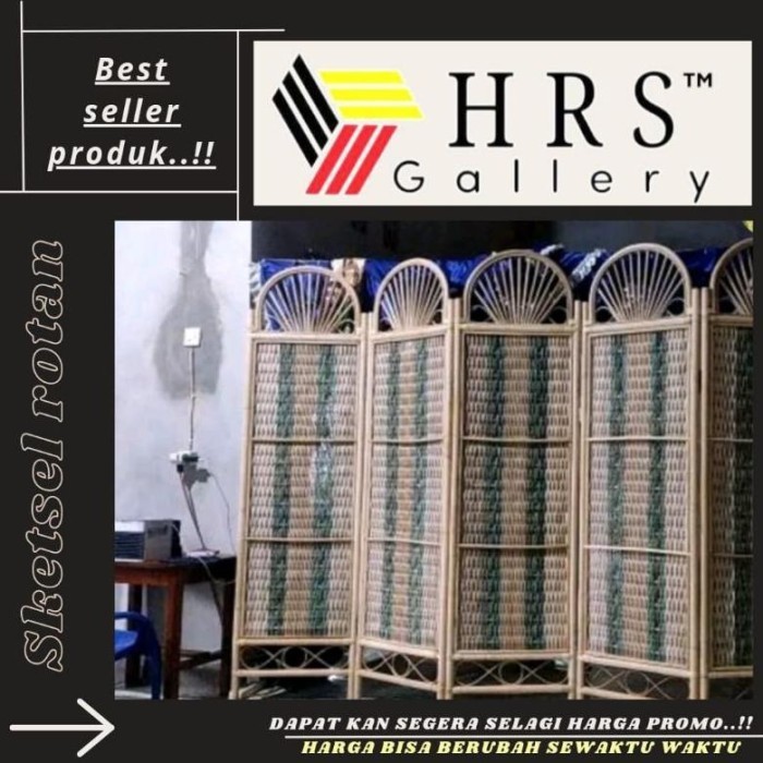 (1 DAUN PINTU)SKETSEL ROTAN PARTISI PEMBATAS RUANGAN PARTISI ROTAN