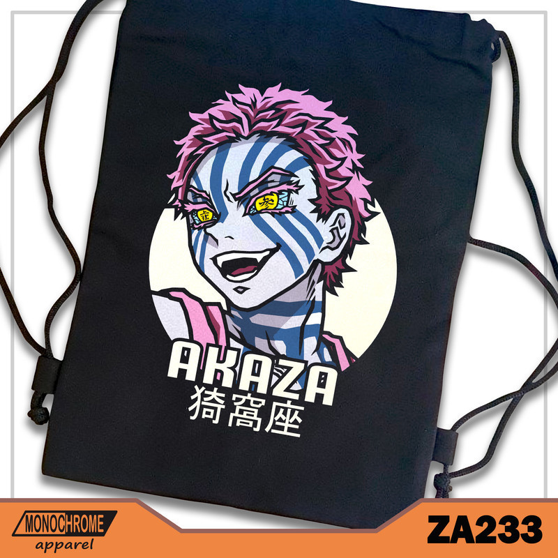 ZA233 Tas Serut String bag Kanvas Premium Anime Jepang Demon Slayer Kimetsu No Yaiba Akaza