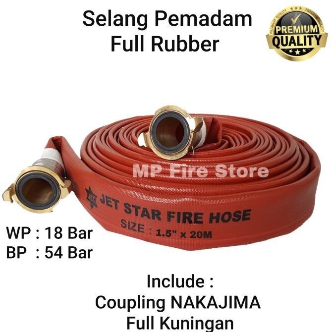 FIRE HOSE RUBBER NAKAJIMA 1.5 x 20 M SELANG PEMADAM JETSTAR JET STAR