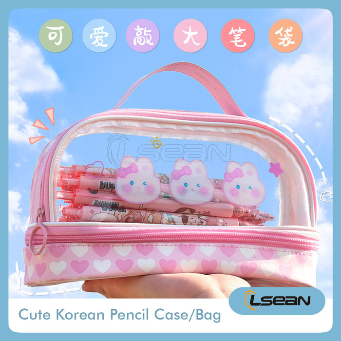 

Pencil Case Kapasitas Besar Pvc Korean Cute Pencil Bag 2 Tingkat