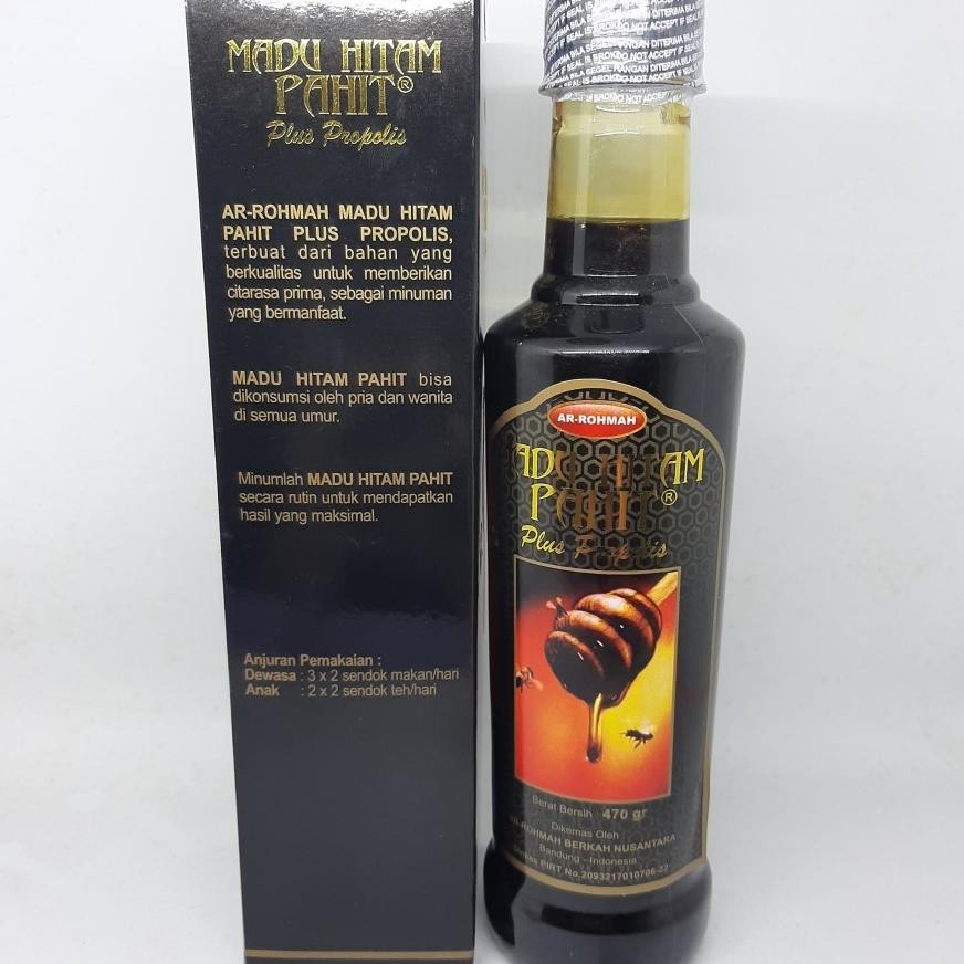 

Madu Hitam pahit super plus propolis sambiloto AR ROHMAH / RATU LEBAH