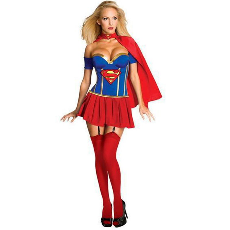 NJ1096 Role Cosplay Clothes European and American Superman Clothes Super Women's Clothing Halloween 