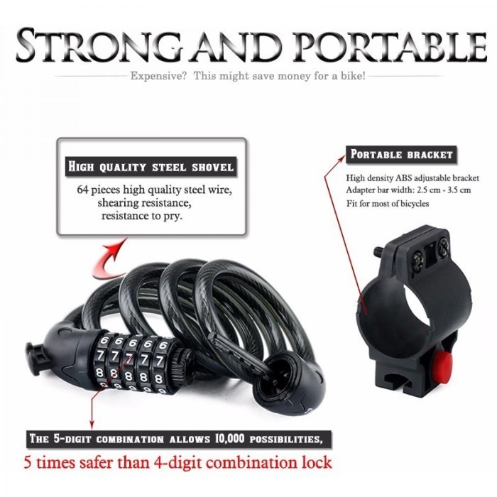 Rantai Gembok Sepeda Motor Numerik Kode Angka