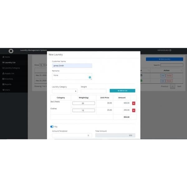 aplikasi dan source code Laundry Management System