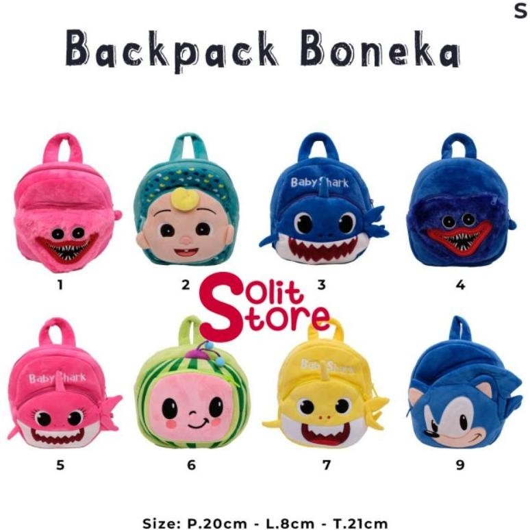 SALE STOK Tas Punggung Backpack Ransel Anak Boneka Melon Baby Shark Huggy Wuggy Sonic Import Buah Se
