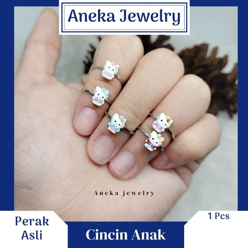 Cincin  Anak Hello Kitty Putih 2 , Perak 925