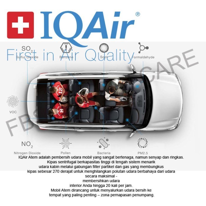 Iqair Atem Car Air Purifier, Hyperhepa Filter, Portable, Air Pollution