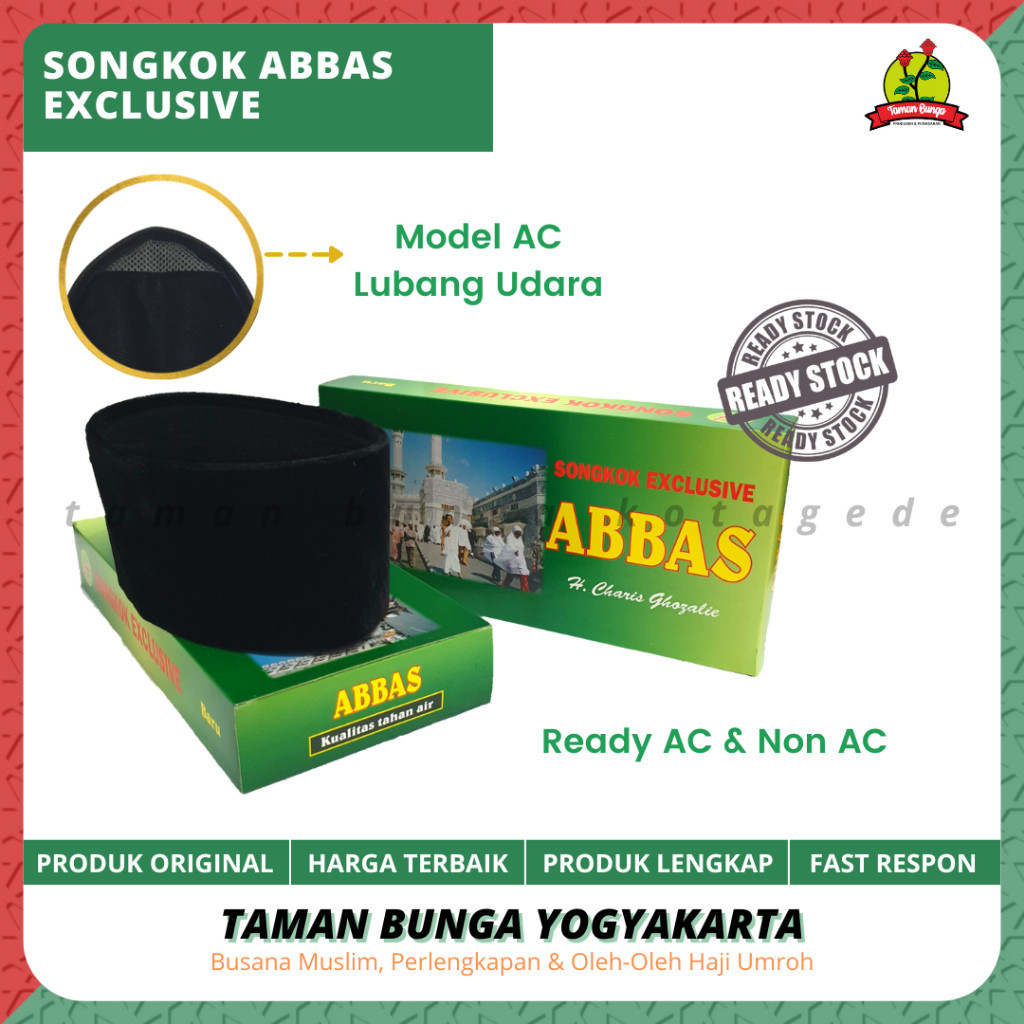 SONGKOK KOPYAH PECI ABBAS HITAM POLOS NON AC