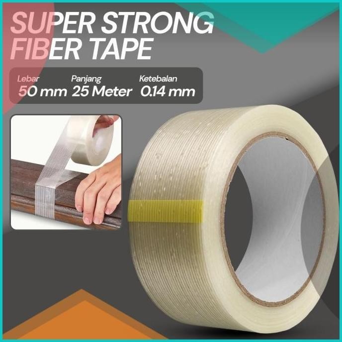 

Lakban Super Strong Grip Fiber Tape Isolasi Bening Lakban Serbaguna 19