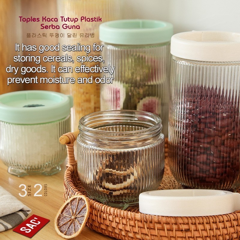 FREE SHIPPING / READY BALI ILONA GLASS STORAGE FOOD JAR TOPLES KACA KOTAK TEMPAT SIMPAN MAKANAN TOPL