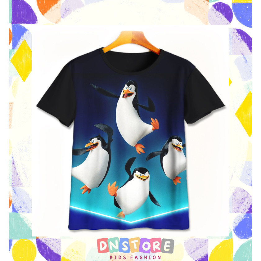 Kaos Anak Pinguin Madagascar v1 Baju Film Animasi Kartun Anak Pinguin Madagascar 3D Printing Untuk U