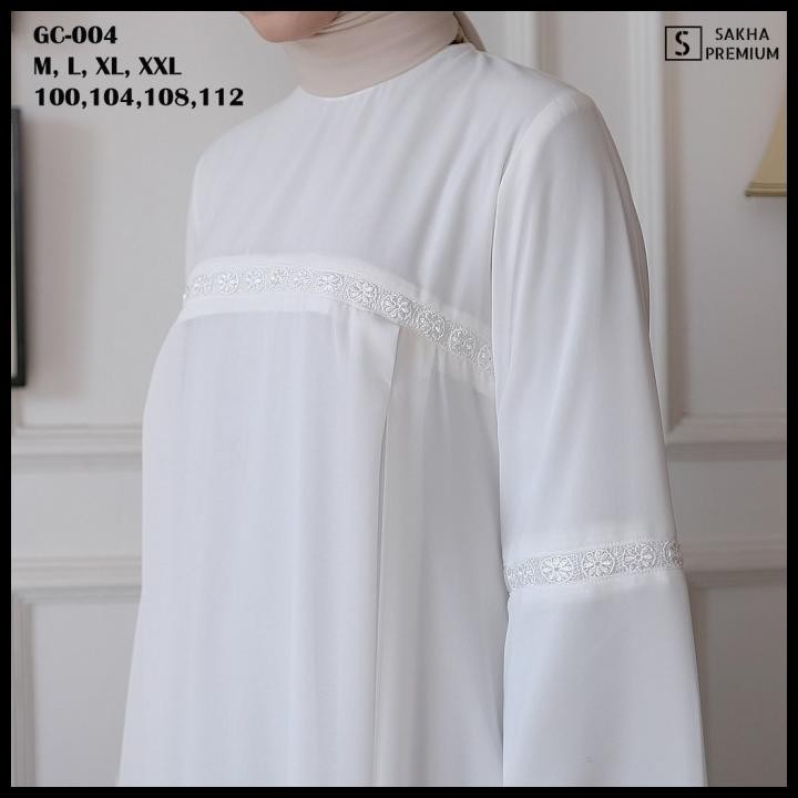 DISKON) Seena - GC 04 BAJU GAMIS PUTIH WANITA BRUKAT GAMIS PUTIH CERUTI JUMBO Silahkan diorder