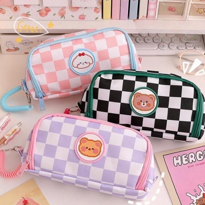 

Tempat Pensil Kartun Beruang Pensil Sleting Korea Astetik Lucu Import