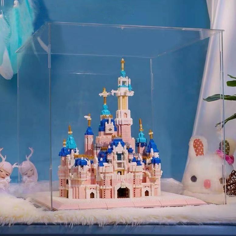 GHJ Blok bangunan mainan merah muda putri kastil model blok bangunan mainan bata nano hadiah gadis b