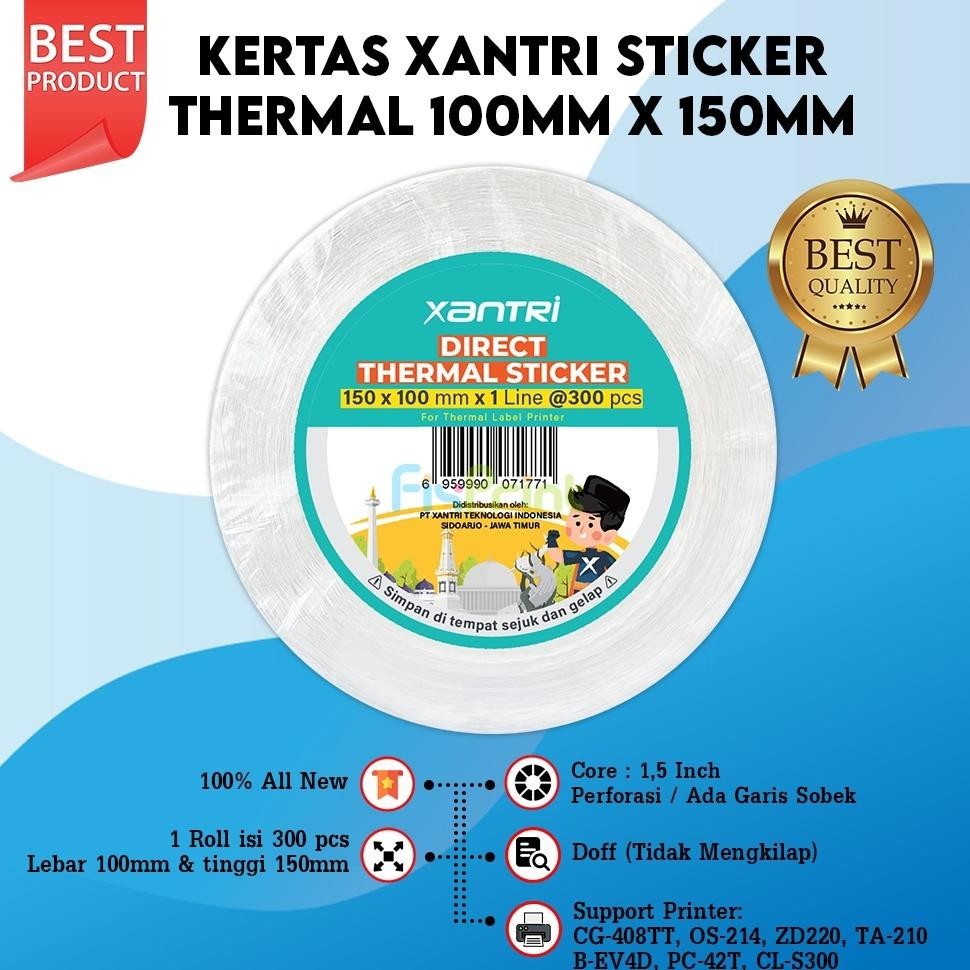

KERTAS PRINT RESI PENGIRIMAN LABEL PRINTER THERMAL BARCODE 100X100 100X150 78X100 ROLL 500PCS 300PCS 3.3