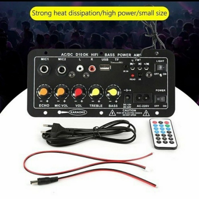 Digital Stereo Amplifier Board Subwoofer 2 Mic Ac Dc Audio Hifi Bass