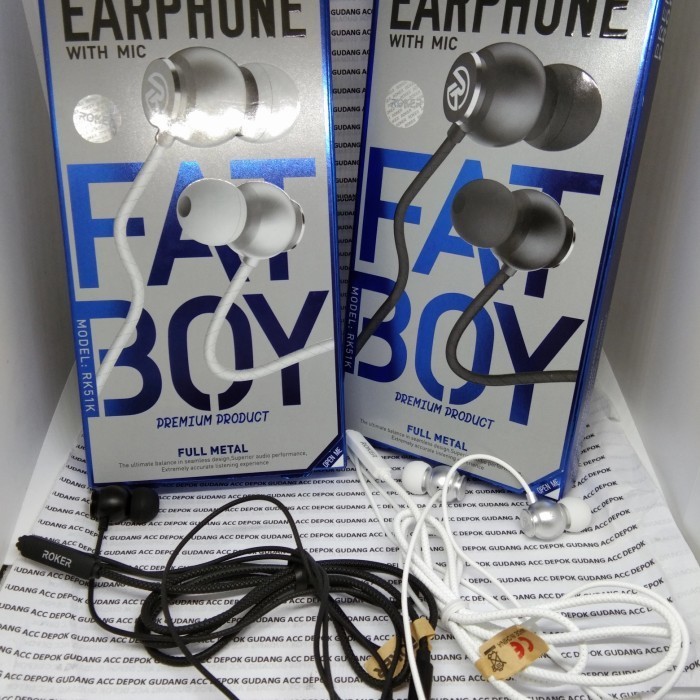 Headset Handsfree Earphone Roket Fat Boy Rk51K Original By Roker