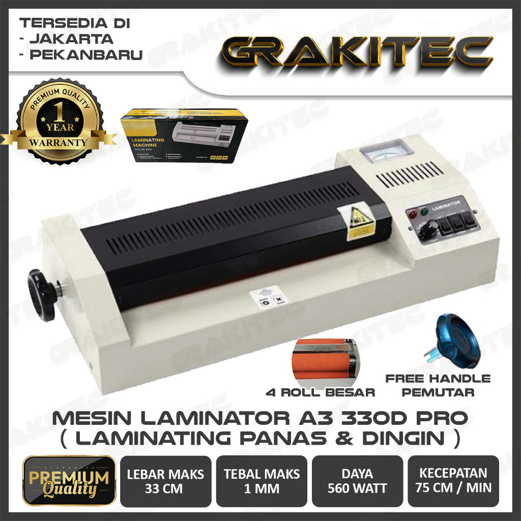

MESIN LAMINATING A3 330MM LAMINATOR GRAKITEC 330A + HANDLE
