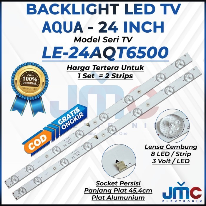BACKLIGHT TV AQUA 24AQT6500 LE24AQT6500 LAMPU LED 24INC 8 MATA KANCING