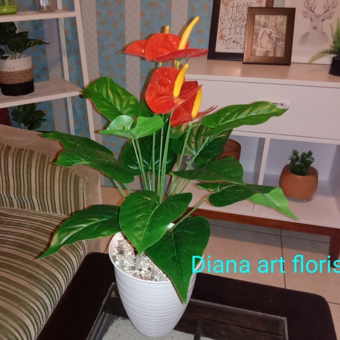 Bunga Anturium Merah/Bunga Anturium Tiruan/Bunga Plastik Termurah