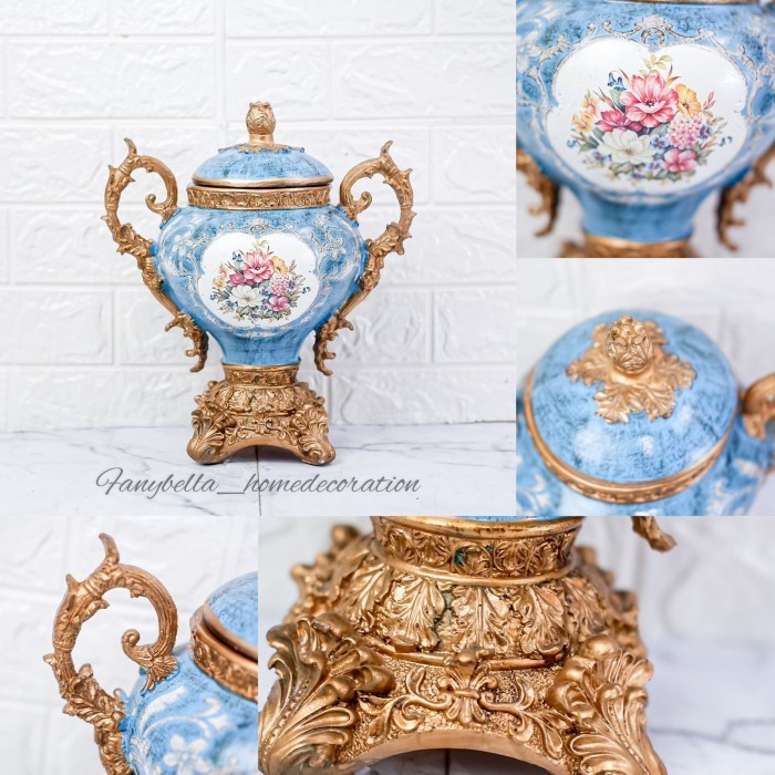 Guci Biru Tua Vas Bunga Keramik Antik Guci Biru Antik Bunga Porselen