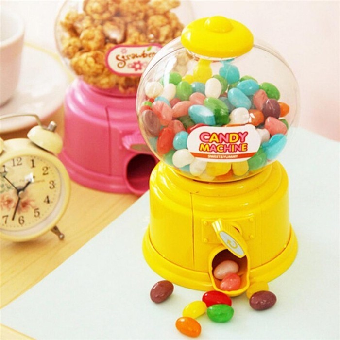 Red Mini Candy Gumball Dispenser Kids Vending Machine Saving Coin