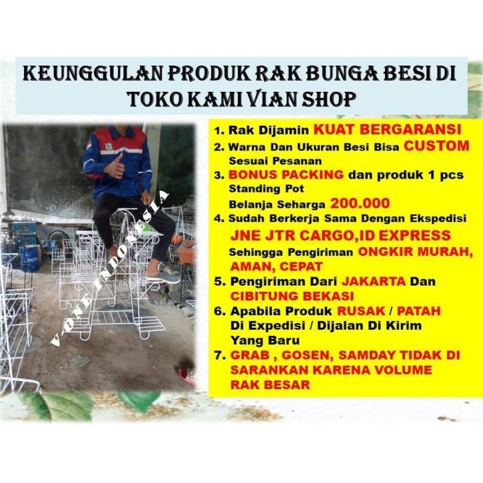 Rak Bunga Besi Minimalis Standing Pot 9 Susun Model Lengkung