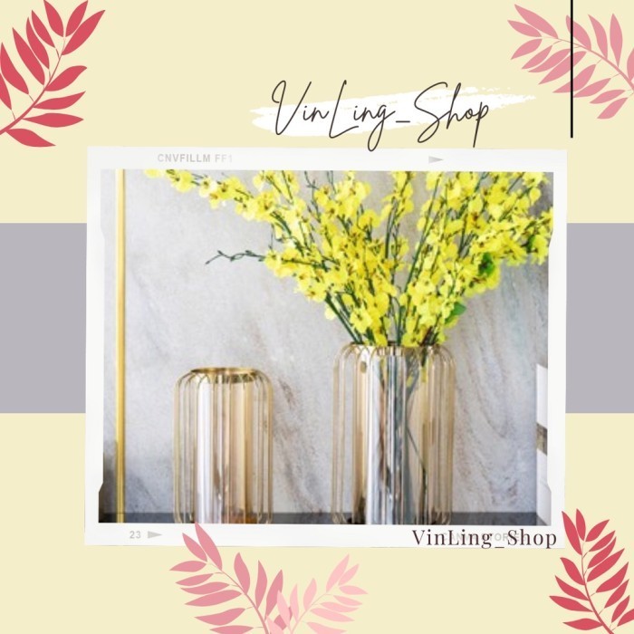 Nera Vase Pot Bunga Kaca Vas Bunga Besar Aesthetic Gold Large