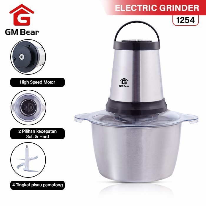 Gm Bear Chopper Blender Elektrik Penggiling Daging Stainless Steel